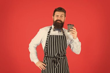 Barista işte. Çeşitli yerel zincirler ve franchise iş götürmek çok yapmak. Kahve var. Barista kahve fincanı veriyor. Barista lezzetli içecek hazırladı. Çay ya da sıcak kakao. Sadece bunu dene.