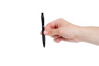 El yazısı ve el yazısı. Erkek eliyle kalem yazmak. Beyaz kalemle izole edilmiş tükenmez kalem. Ofis kırtasiyesi. İş mektubu yazmak. Yazışma ve epistolary biçimi