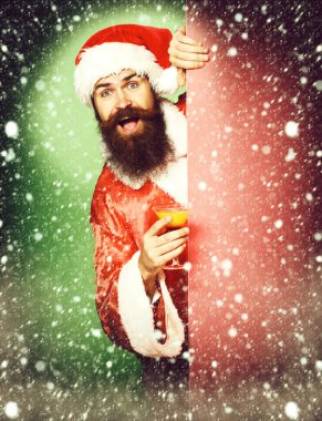 Mutlu sakallı Noel Baba Adam