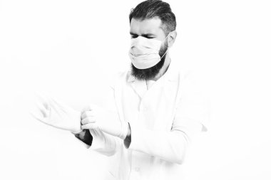 Kaba sakallı Kafkas doktor ya da lisansüstü öğrencisi