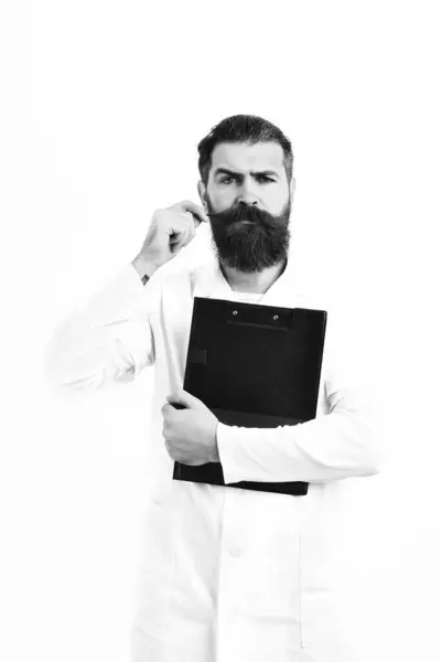 Kaba sakallı Kafkas doktor ya da lisansüstü öğrencisi — Stok fotoğraf