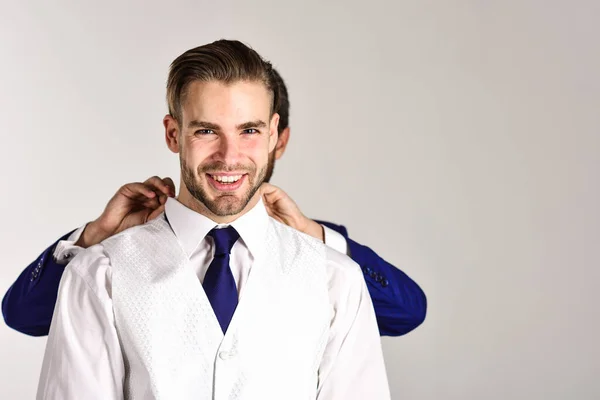 Business dress code concept. Zakenman in wit vest en shirt — Stockfoto