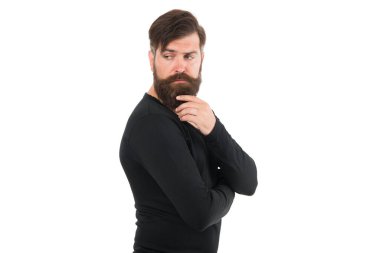 Kafkas sakallı adam boşluğu kopyalıyor. Yüz kılları. Erkekler için çeşitli sakallar. Sakalını mükemmel durumda tut. Beyaz arka planda sakalı olan vahşi bir hippi. Sakallı adam bıyık şeklinde.