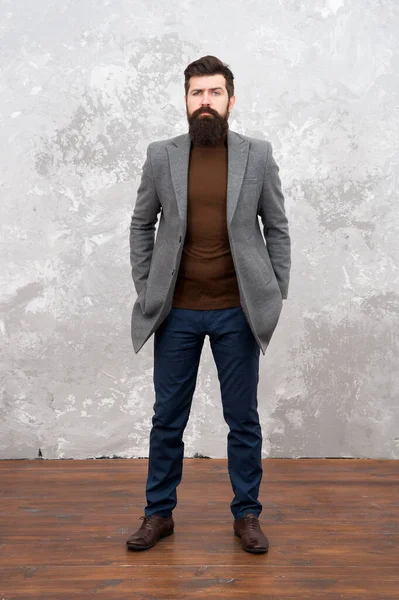 Keep it simple. Casual style outfit for spring and autumn season. Trendy man with beard. Male fashion. Mature man businessman. Casual style. Bearded hipster autumn style clothes. Guy in fall coat