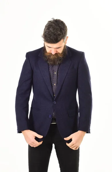 Hipster wears stylish formal suit. Fashionable suit. — Stock Photo, Image