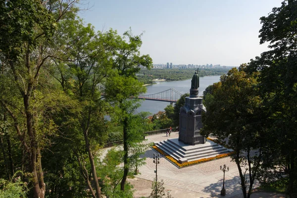 Monument Vladimir Grand Kiev Sur Vladimirskaya Gorka Vue Sur Dniepr — Photo