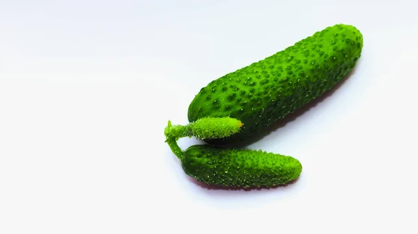 Isoliertes Bild Leuchtend Grüne Gurken Auf Weißem Hintergrund Platz Für Stockbild