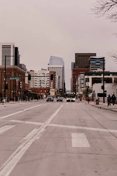 Ciudad Vacía Denver Colorado Cuarentena Coronavirus Covid Marcha Primavera Quédate — Foto de Stock