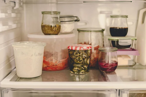 Kitchen Storage Organization Zero Waste Plastic Free Pasta Grains Glass — Stock Photo, Image