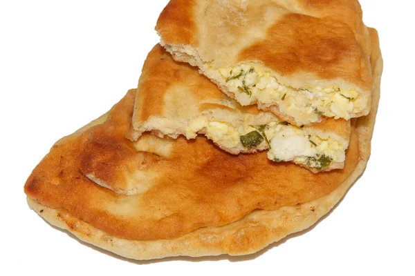 Moldovan Pie Cottage Cheese Leek Isolated White Background — Stock Photo, Image