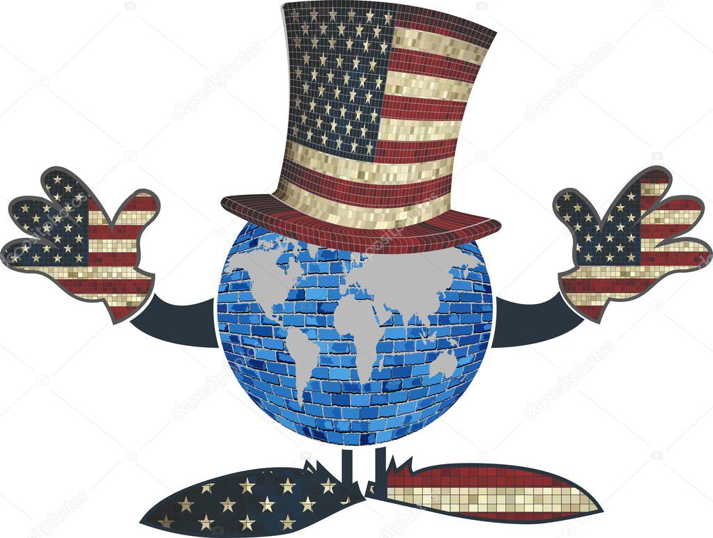 Earth with American hat and hands