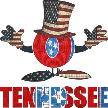 Tennessee ball with American hat and hands clipart