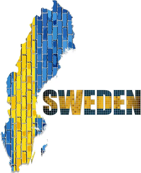 Sverige karta på en tegelvägg — Stock vektor