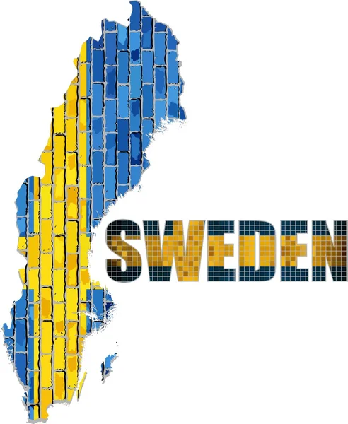 Suécia mapa em uma parede de tijolo — Vetor de Stock