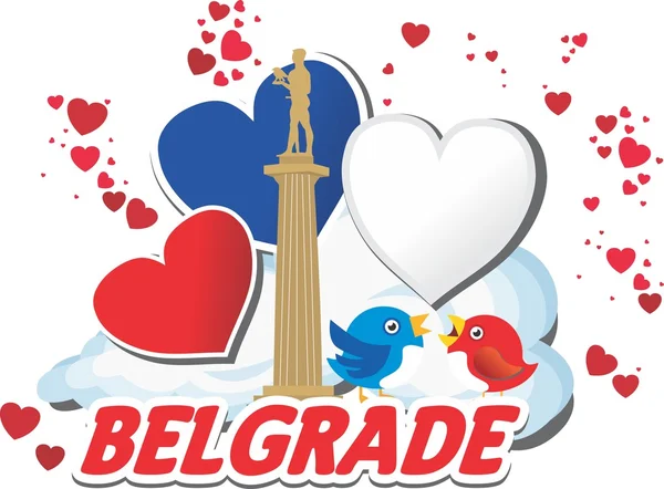 Belgrade with sparrows — Stock Vector