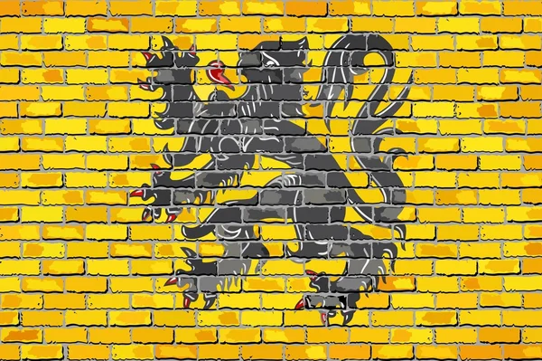 Bandiera delle Fiandre su un muro di mattoni — Vettoriale Stock