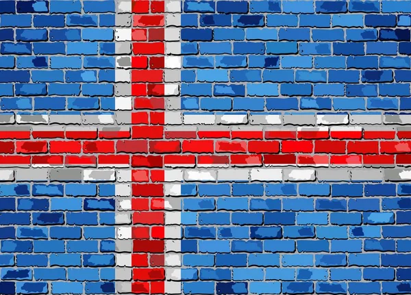 Flag of Iceland on a brick wall — Stock Vector