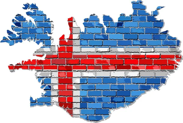 Islande carte sur un mur de briques — Image vectorielle