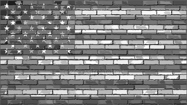 Bandiera Brick Wall USA con effetti — Video Stock