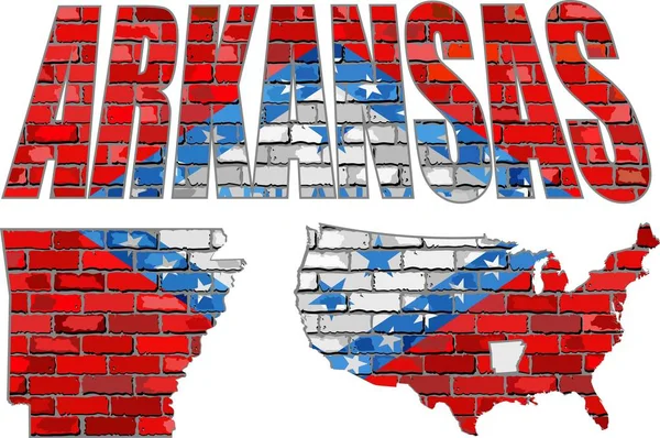 Arkansas on a brick wall — Stock Vector