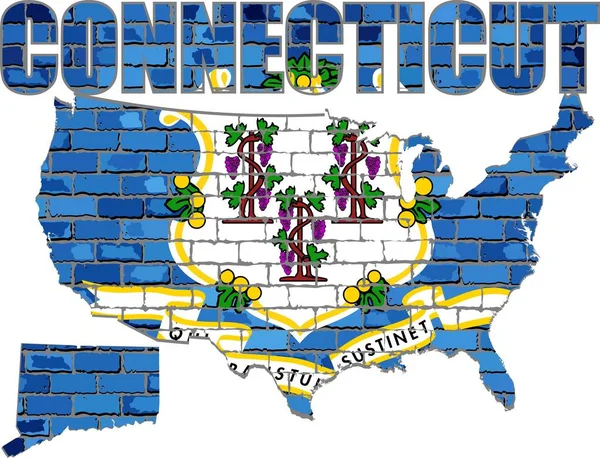 Connecticut sur un mur de briques — Image vectorielle