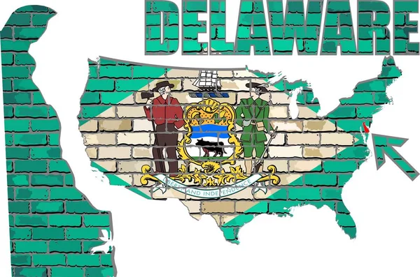 Delaware sur un mur de briques — Image vectorielle