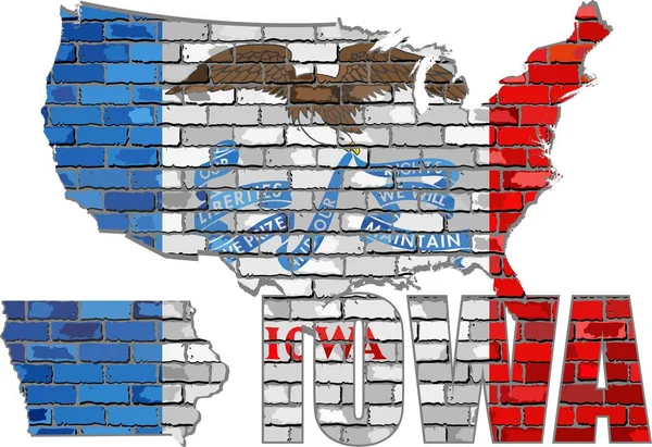 Iowa em uma parede de tijolo — Vetor de Stock