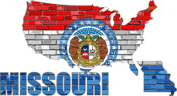 Missouri su un muro di mattoni — Vettoriale Stock