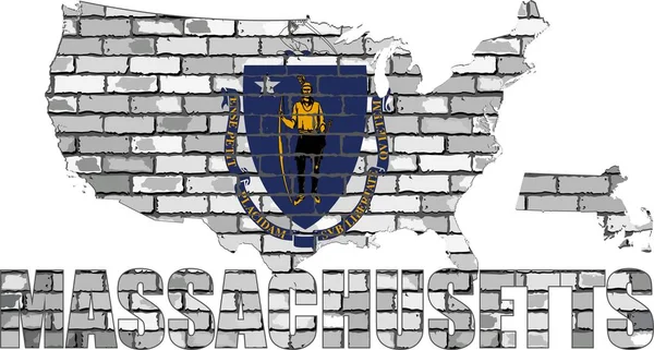 Massachusetts sur un mur de briques - Illustration — Image vectorielle