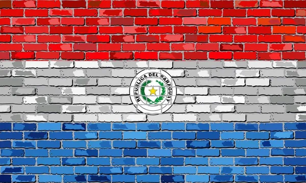 Bandera de Paraguay en una pared de ladrillo — Vector de stock