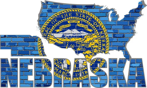 Nebraska sur un mur de briques — Image vectorielle