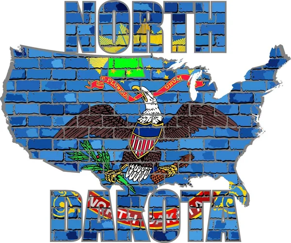 North Dakota on a brick wall — Stock Vector