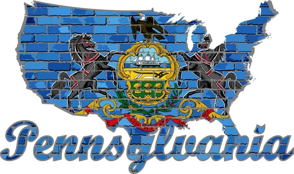 Pennsylvanie sur un mur de briques — Image vectorielle