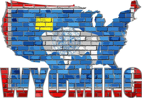Wyoming sur un mur de briques — Image vectorielle