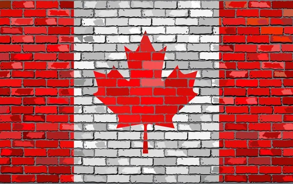 Grunge flagga Kanada på en tegelvägg — Stock vektor
