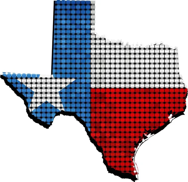 Texas grunge karta med flagga inuti — Stock vektor