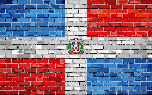 Bandiera della Repubblica Dominicana su un muro di mattoni — Vettoriale Stock