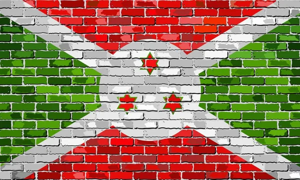 Flag of Burundi on a brick wall — Stock Vector