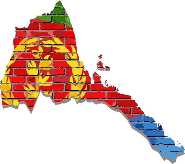 砖墙上的厄立特里亚地图 — 图库矢量图片