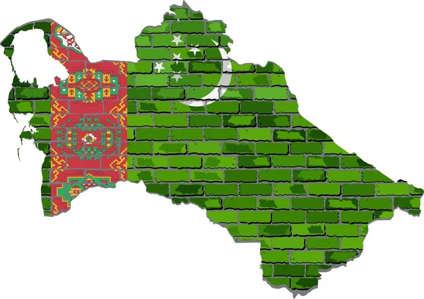 Mapa Turkmenistánu na cihlovou zeď — Stockový vektor