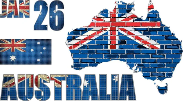 Australia mappa su un muro di mattoni — Vettoriale Stock
