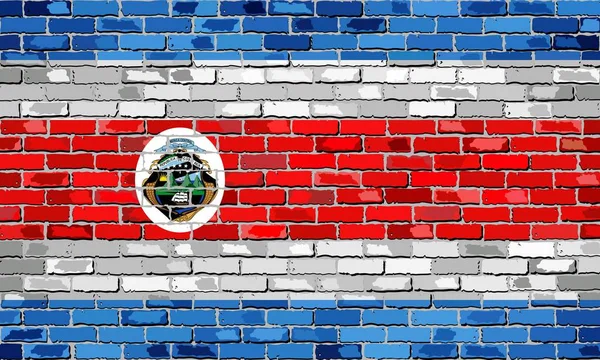 Bandera de Costa Rica en una pared de ladrillo — Vector de stock