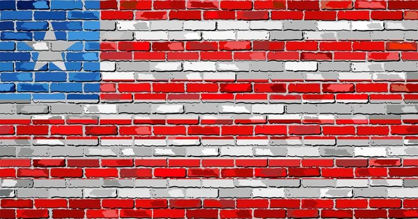 Flag of Liberia on a brick wall — Stock Vector