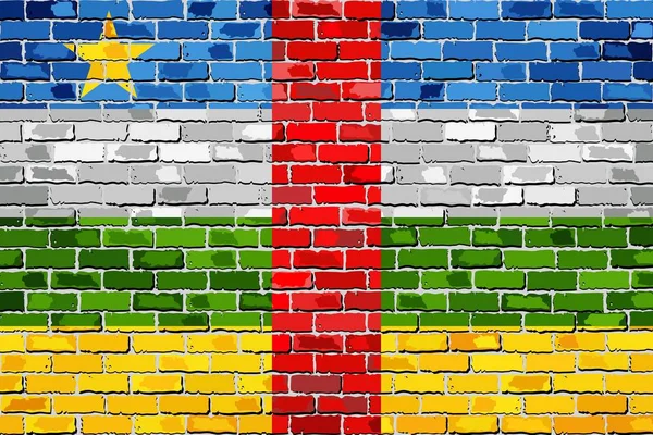 Flag of Central African Republic on a brick wall — Stock Vector