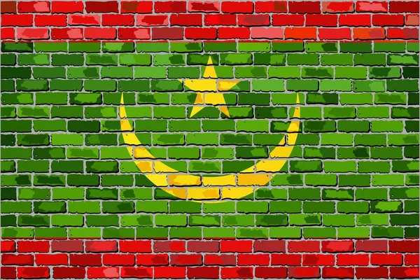 A a téglafal Mauritánia zászlaja — Stock Vector