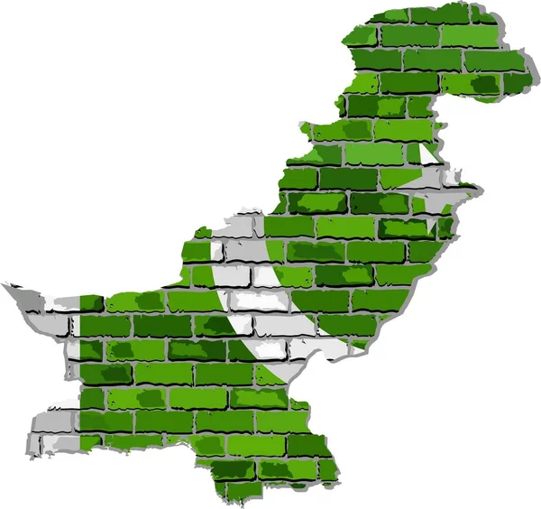 Pakistan karta på en tegelvägg — Stock vektor