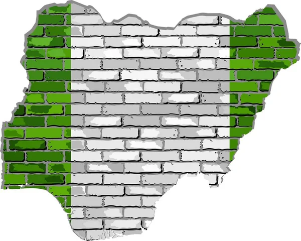 Mapę Nigeria na ceglany mur — Wektor stockowy