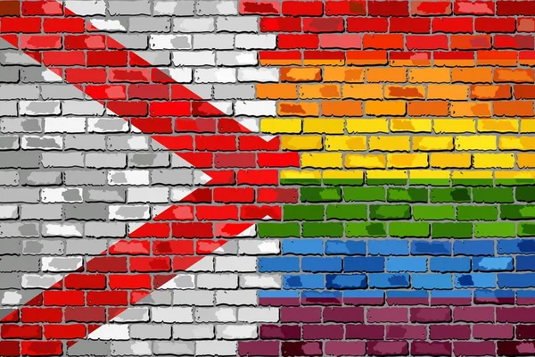 Baksteen muur Alabama en Gay vlaggen — Stockvector
