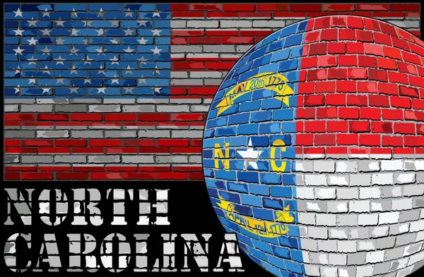 Bandiera North Carolina sullo sfondo grigio della bandiera USA — Foto Stock
