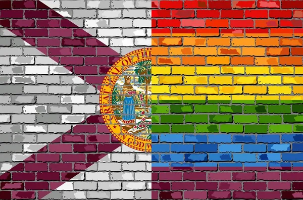Muro de ladrillo Florida y banderas gay — Archivo Imágenes Vectoriales